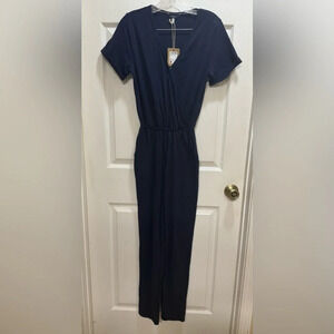 Joules Antonia cotton short sleeve v neck pant  jumpsuit Navy Size 2 NWT